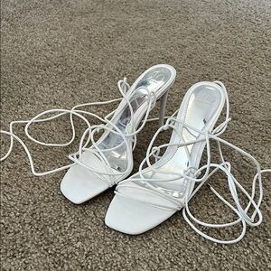 Jennifer Lopez White Strappy Heels